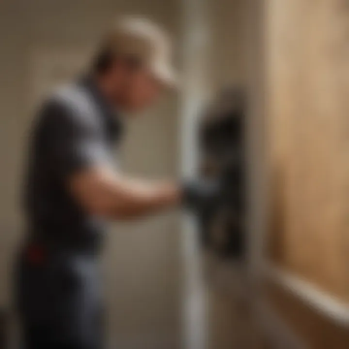 A professional pest control technician inspecting a property