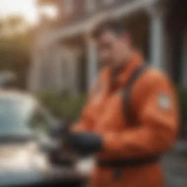 A professional pest control technician analyzing a treatment plan