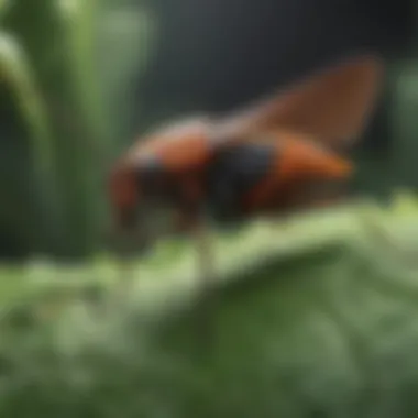 Close-up of a pincher bug on a leaf