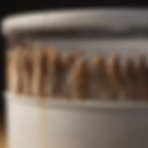 Close-up of pantry moths on a food container