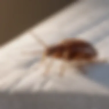 Close-up view of a bed bug on a mattress