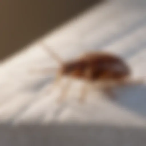 Close-up view of a bed bug on a mattress