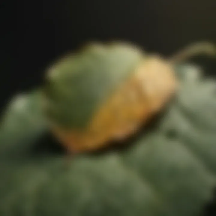 Close-up of an aspen leaf showing signs of pest damage.