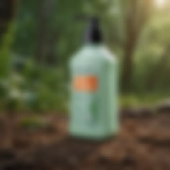 Close-up of Avon Bug Guard Lotion bottle with natural background