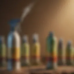 Illustration of various bug spray bottles targeting ants