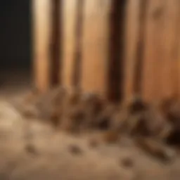 Detailed close-up of termites in wood