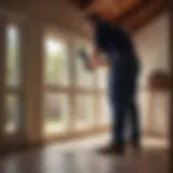 Detailed view of a home inspector examining structural elements