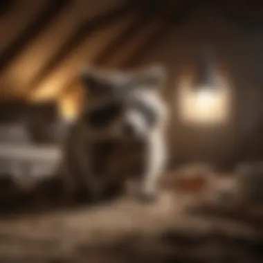 Raccoon in Attic Raccoon exploring a hot attic environment