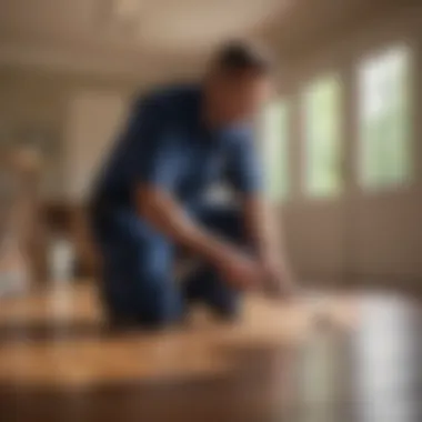 A professional exterminator inspecting a residential property for pests