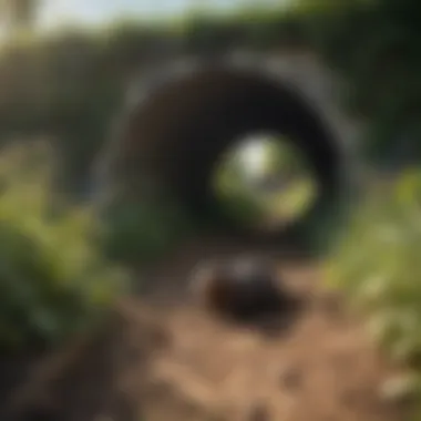 Mole tunnels in a garden