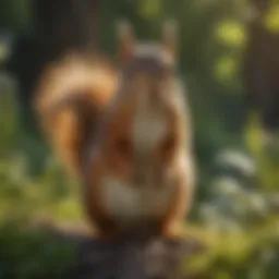 Illustration of a squirrel in a garden