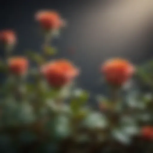 A close-up of a rose plant affected by pests