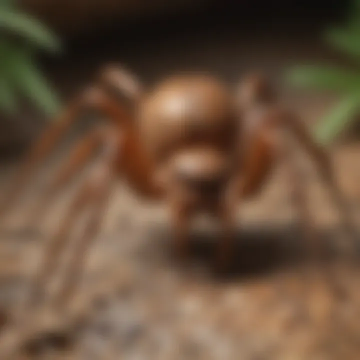 Close-up of a brown recluse spider in its natural habitat