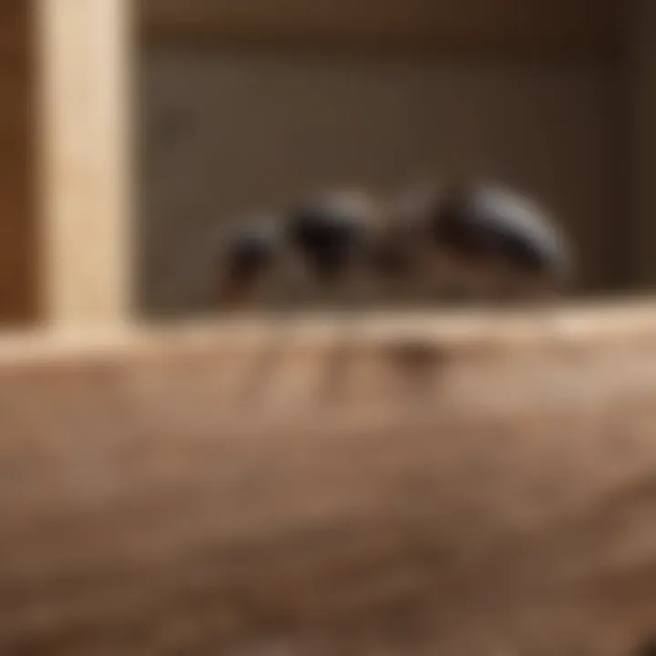 Homeowner inspecting wood for carpenter ant damage