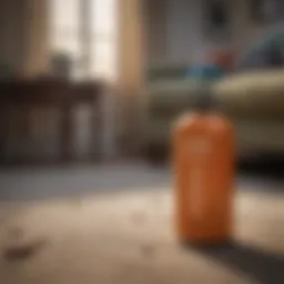 Flea bomb canister ready for use in a living room setting