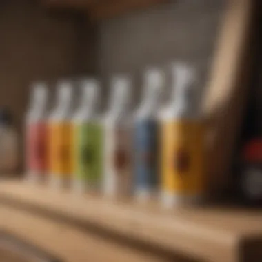 An array of various bed bug repellent products displayed on a shelf