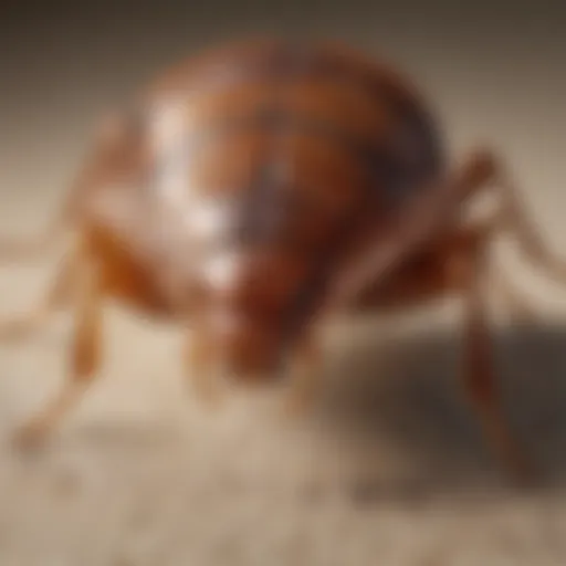 A detailed close-up of a bed bug on a surface