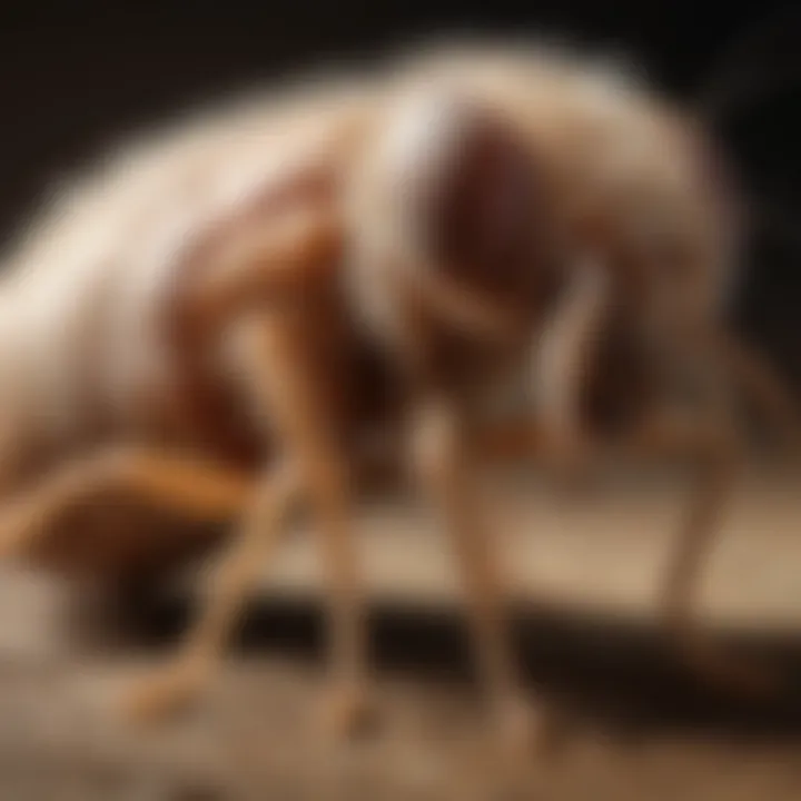 A close-up view of a flea on a pet's fur