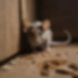 Close-up view of a dead mouse in an attic corner