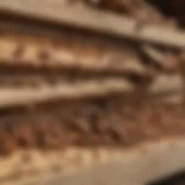 Close-up of a termite infestation in wooden structure