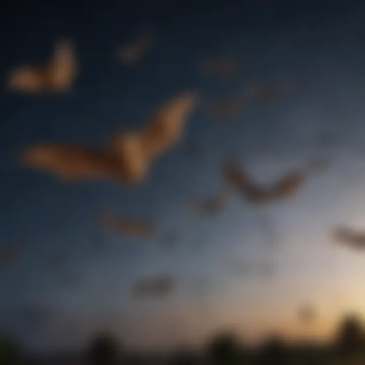 A bat in flight under a starry sky