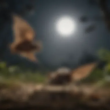 Bats and Ticks: An Ecological Relationship Illustration of the relationship between bats and ticks in an ecosystem