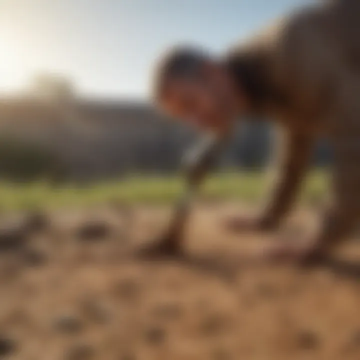 Expert conducting an evaluation of termite stake efficacy