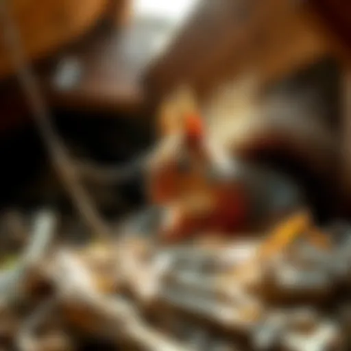 Squirrel in an attic looking for nesting materials