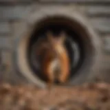 Squirrel entering through a small hole