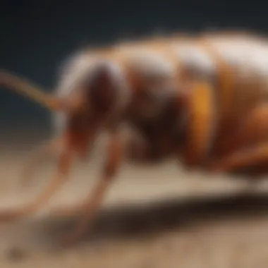 Close-up view of a flea on a pet's fur