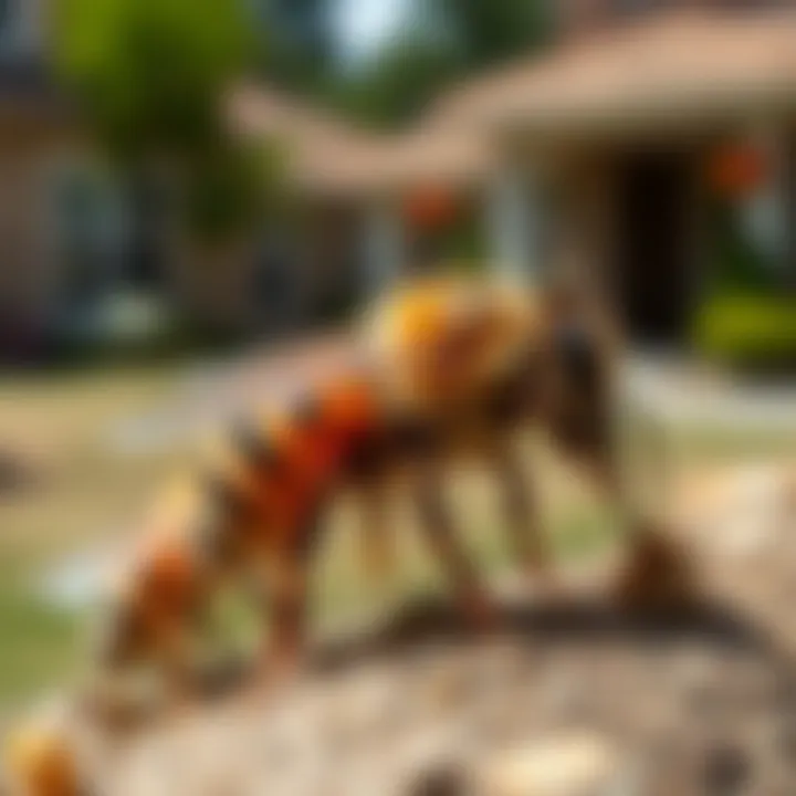 Understanding Bee Behavior Near Homes Close-up of bee behavior near a residential area