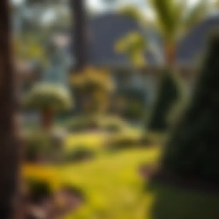 Modifying Landscaping for Deterrence A residential area with modified landscaping to deter bats