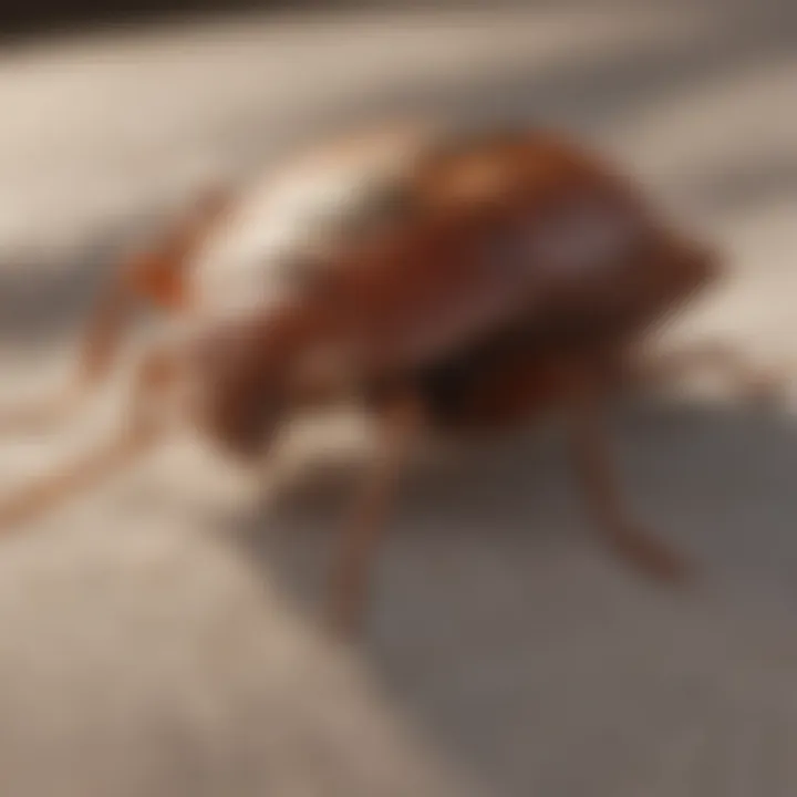 A close-up of a bed bug on fabric