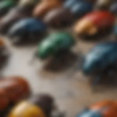 Diverse Beetle Species Found in Homes Close-up view of various beetle species