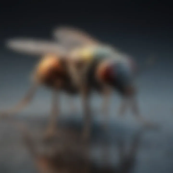 Close-up view of bug flies on a surface