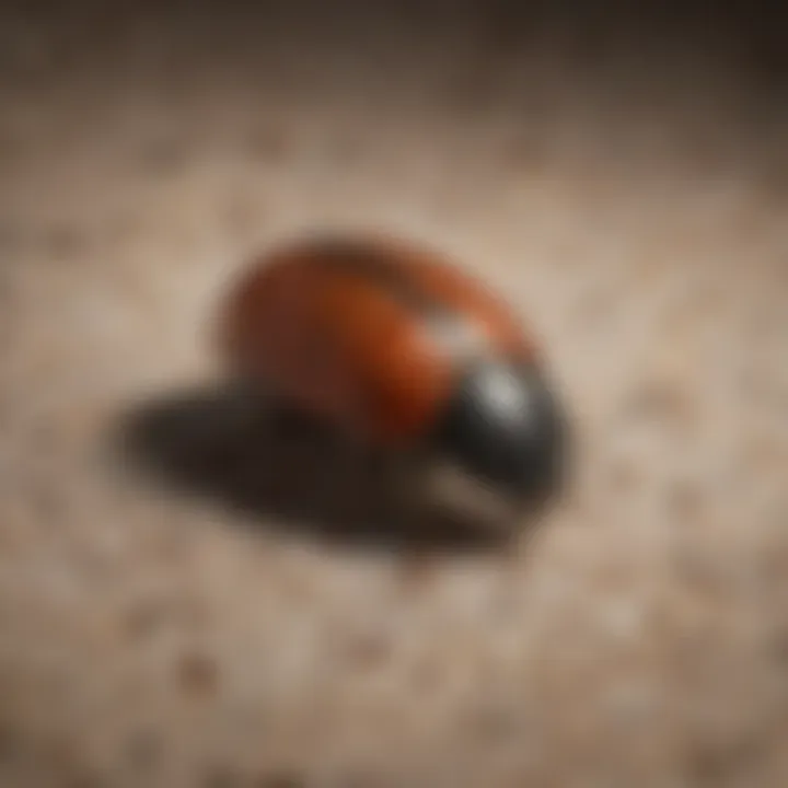 Magnifying glass over a carpet beetle