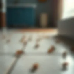 Close-up of tile floor with visible flea activity