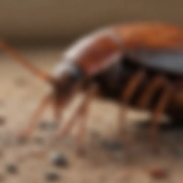 Close-up of a Turkestan cockroach in a natural habitat