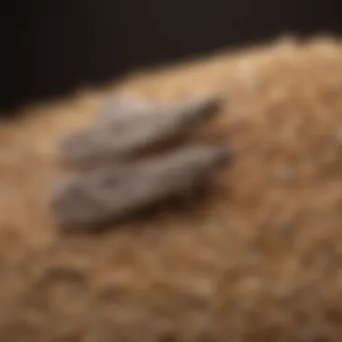 Close-up view of pantry moths on stored grains