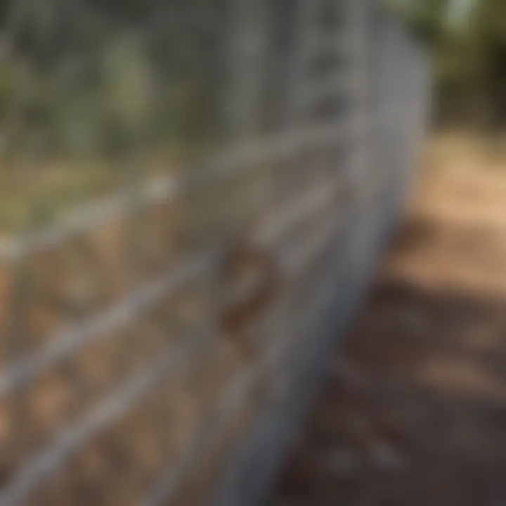 Close-up of a snake-proof fence installation