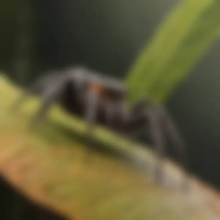 A close-up of a spider crawling on a leaf