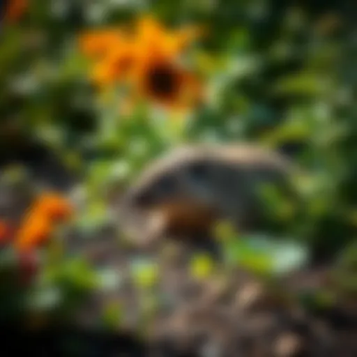 Healthy garden with vibrant plants shielded from gopher activity