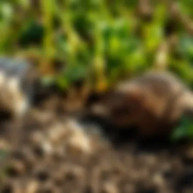 Natural repellents for gophers laid out in a garden setting