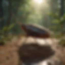 Close-up of an oriental roach in its natural habitat