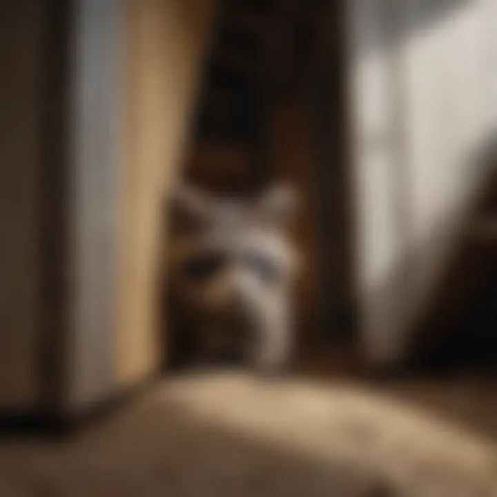 Raccoon peeking from attic opening