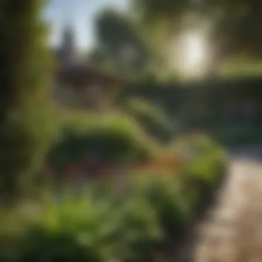 Garden with Natural Deterrents A vibrant garden with natural deterrents like herbs and plants