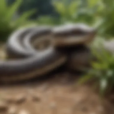 Understanding Snake Behavior and Ecology A garden with educational signage about snake behavior and ecology