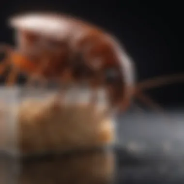 Cockroach interacting with boric acid bait