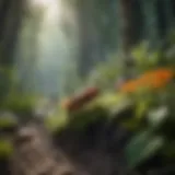 A diverse ecosystem with various plants and insects thriving together.