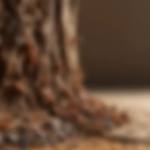 Close-up of termite infestation in wood